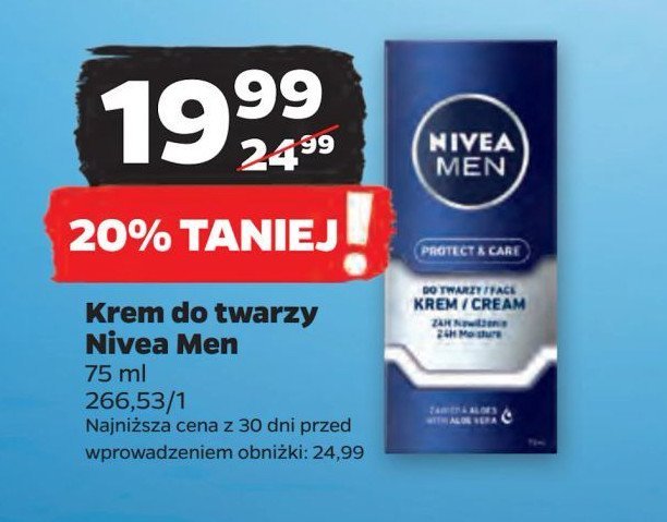 Krem do twarzy nawilżający moisturizer Nivea men protect & care promocja