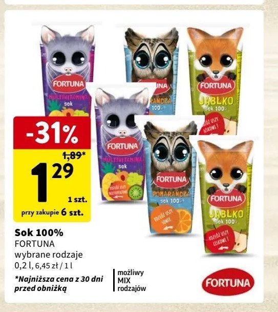 Sok 100% pomarańcza Fortuna promocja