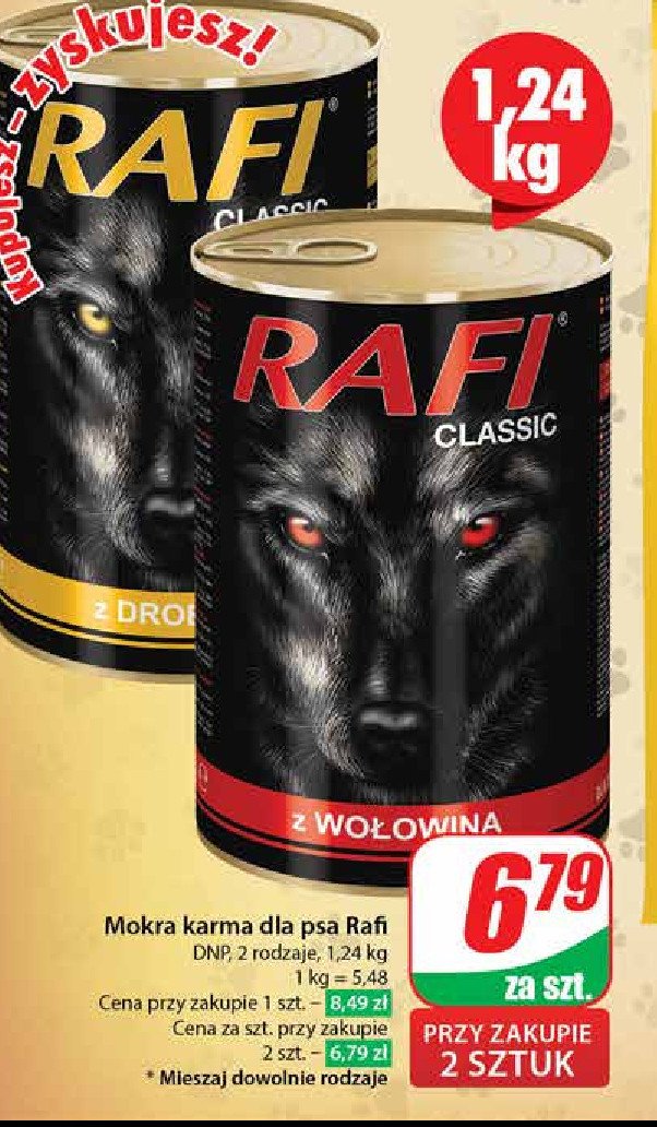 Karma dla psa z wołowiną Rafi classic promocja