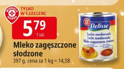 Mleko zagęszczone słodzone Delisse promocja w Leclerc