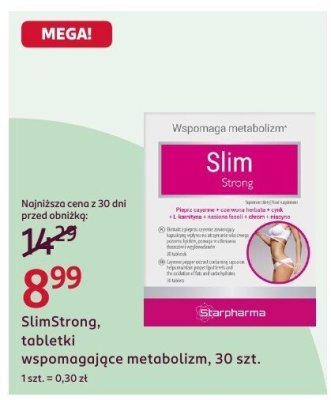 Tabletki wspomagające metabolizm SlimStrong, 30 szt. promocja w Rossmann