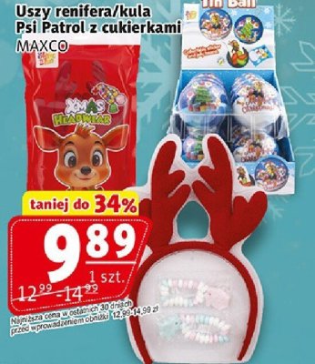 Uszy renifera/kula Psi Patrol z cukierkami promocja w Prim Market