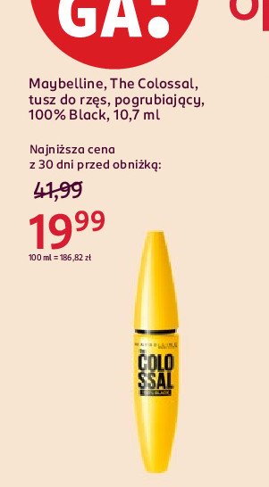 Tusz do rzęs Maybelline colossal big shot promocja w Rossmann