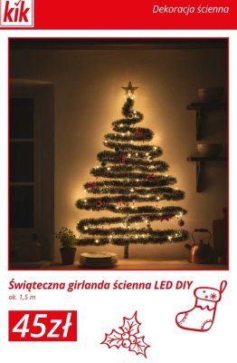 Świąteczna girlanda ścienna LED DIY ok. 1,5 m promocja w KiK