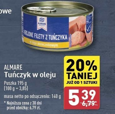 Tuńczyk w oleju słonecznikowym Almare promocja