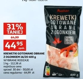 Krewetki gotowane obrane z ogonkiem Auchan promocja
