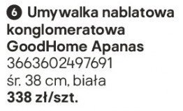 Umywalka nablatowa konglomeratowa GoodHome Apanas promocja w Castorama