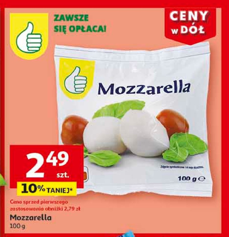 Mozzarella Podniesiony kciuk promocja w Auchan