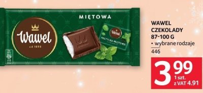Czekolada WAWEL Miętowa 87-100 g promocja w Selgros