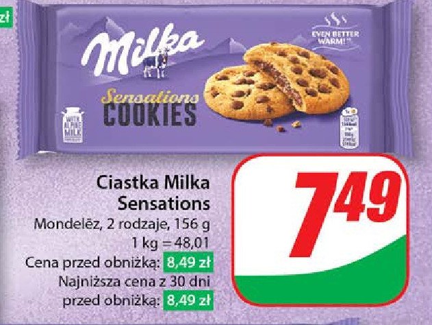 Ciastka z czekoladą Milka cookies sensations promocja w Dino