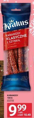 Kabanosy Krakus klasyczne z szynką 150 g promocja w Selgros