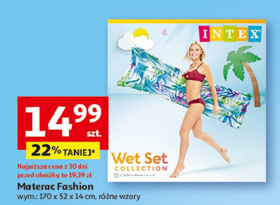Materac fashion 170 x 52 x 14 cm Intex promocja w Auchan
