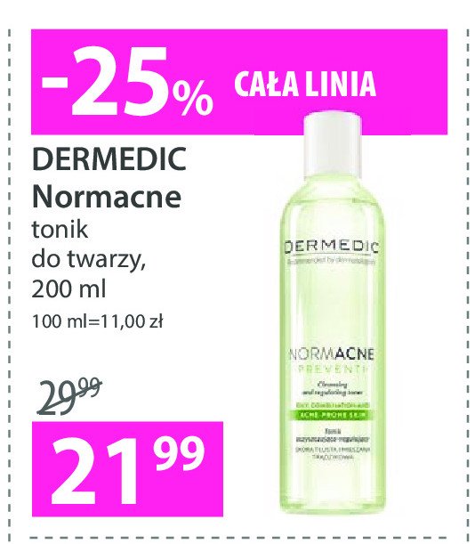 Regulujący tonik antybakteryjny Dermedic normacne preveneti promocja