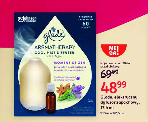 Odświeżacz zapachowy moment of zen GLADE AROMATHERAPY promocja