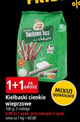 Kiełbaski cienkie wieprzowe D'Azur promocja w Leclerc