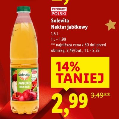 Nektar Solevita Nektar jabłkowy promocja w Lidl