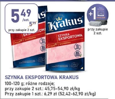 Szynka eksportowa Krakus różne rodzaje promocja w Stokrotka