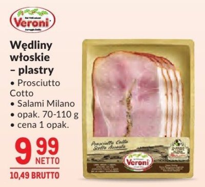 Wędliny włoskie plastry Veroni promocja w Makro