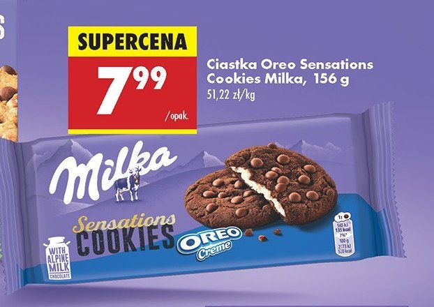 Ciastka oreo creme Milka cookies sensations promocja w Biedronka
