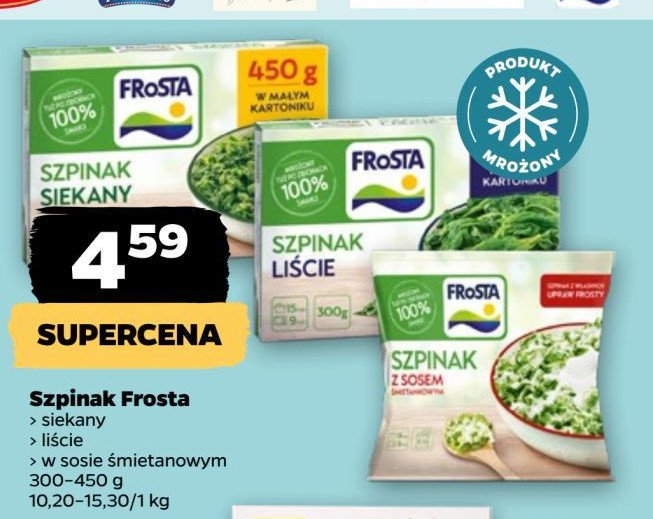 Szpinak siekany w serduszkach Frosta promocja w Netto