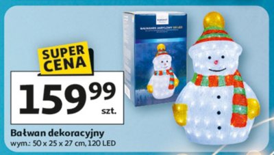 Bałwan dekoracyjny wym. 50 x 25 x 27 cm, 120 LED promocja w Auchan