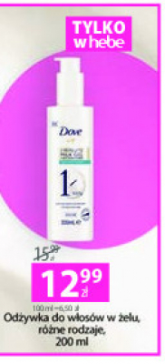 Odżywka do włosów w żelu weightless volume Dove 1 minute milk gel promocja
