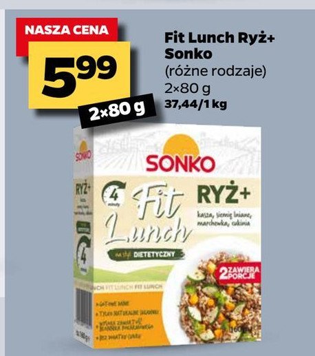 Mieszanka: ryż kasza siemię lniane marchewka i cukinia Sonko fit lunch promocja