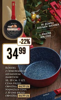 Rondel z odkuwanego aluminium 18 cm promocja w Dino