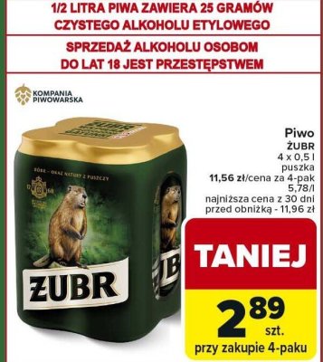 Piwo Żubr  promocja w Carrefour Market