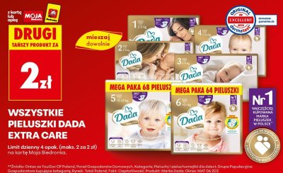Pieluchy Dada Extra Care wszystkie rodzaje promocja w Biedronka