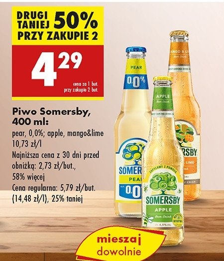 Piwo Somersby lime & mango promocja w Biedronka