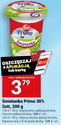 Śmietanka Primo 30% Zott, 200 g promocja w Twój Market