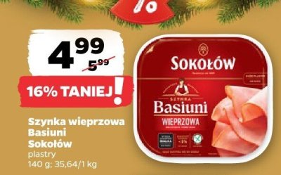 Szynka wieprzowa Basiuni Sokołów promocja w Netto