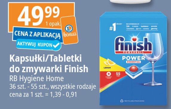 Tabletki do zmywarek lemon Finish power all in 1 promocja w Leclerc