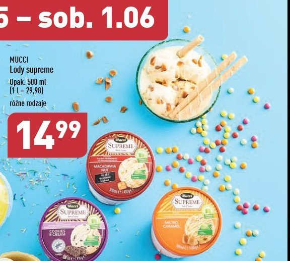 Lody macadamia nut Mucci supreme rich & creamy promocja