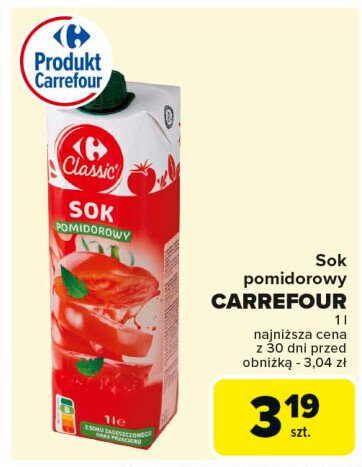 Sok pomidorowy Carrefour classic promocja