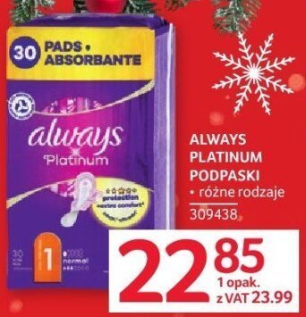 Podpaski Always Platinum różne rodzaje promocja w Selgros