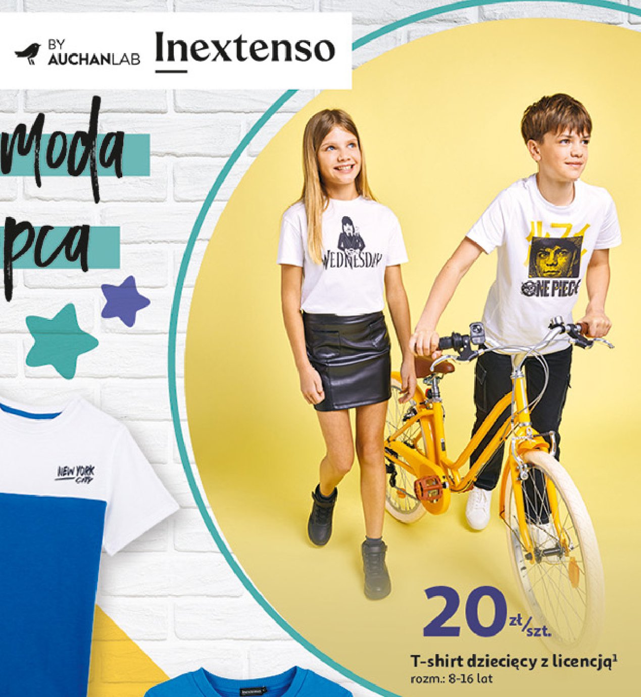 T-shirt dziecięcy 8-16 lat Auchan inextenso promocja