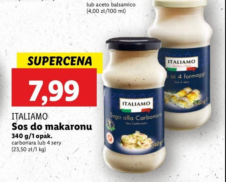 Sos crema ai 4 fromaggi Italiamo promocja