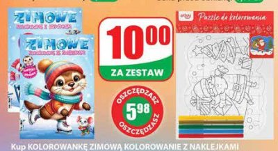 Kolorowanka zimowe kolorowanie z naklejkami + Puzzle do kolorowania Easy promocja w Dino