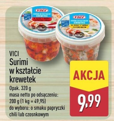 Surimi w kształcie krewetek o smaku papryczki chili promocja w Aldi