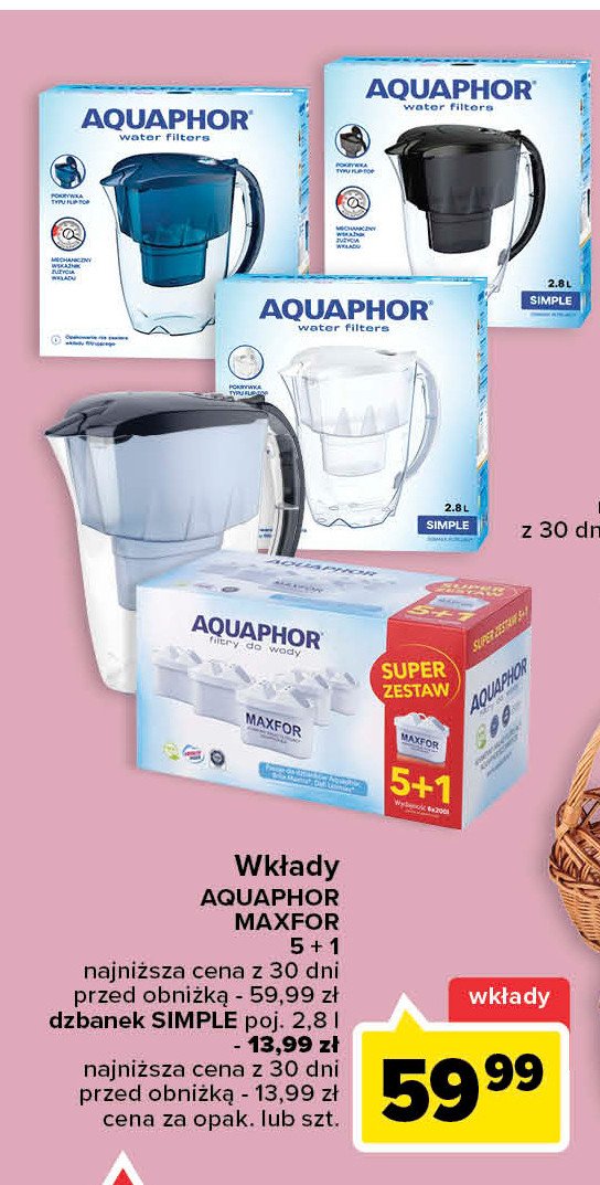 Dzbanek filtrujący simple 2.8 l szary Aquaphor promocja