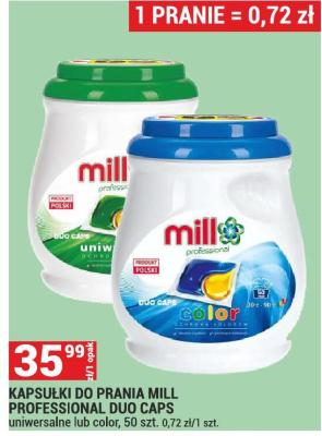 Kapsułki do prania MILL PROFESSIONAL DUO CAPS uniwersalne lub color, 50 szt. promocja w Merkury Market