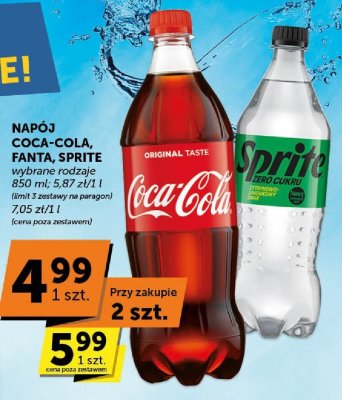 Napój Sprite wybrane rodzaje 850 ml promocja w Groszek
