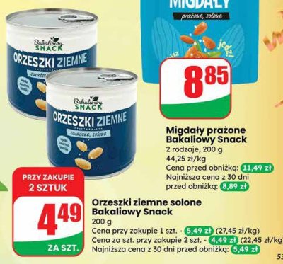 Migdały prażone Bakaliowy Snack promocja w Dino