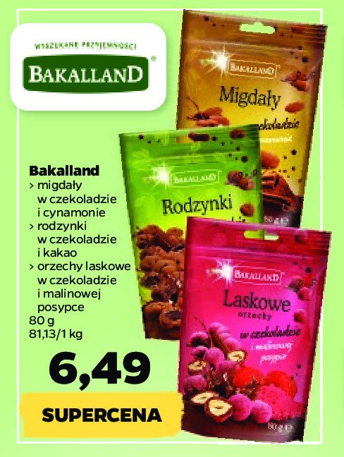 Orzechy laskowe w czekoladzie i malinowej posypce Bakalland promocja