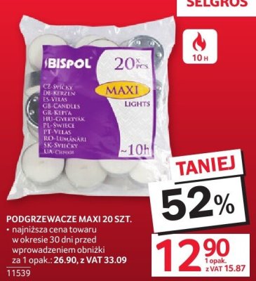 Podgrzewacze MAXI 20 szt. BISPOL promocja w Selgros