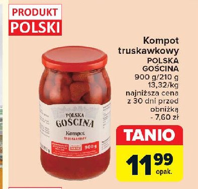 Kompot truskawkowy Polska gościna promocja w Carrefour