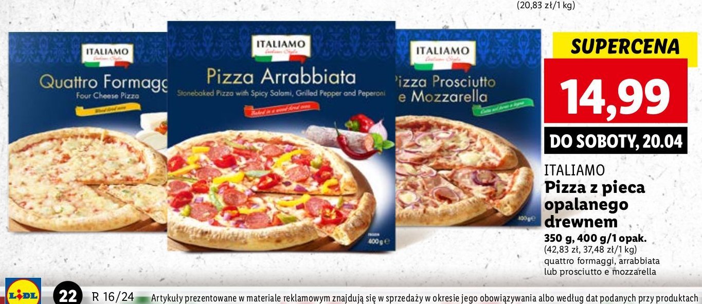 Pizza cztery sery Italiamo promocja