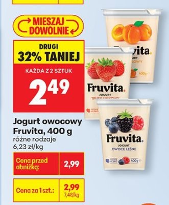 Jogurt owocowy Fruvita, 400 g: różne rodzaje promocja w Biedronka